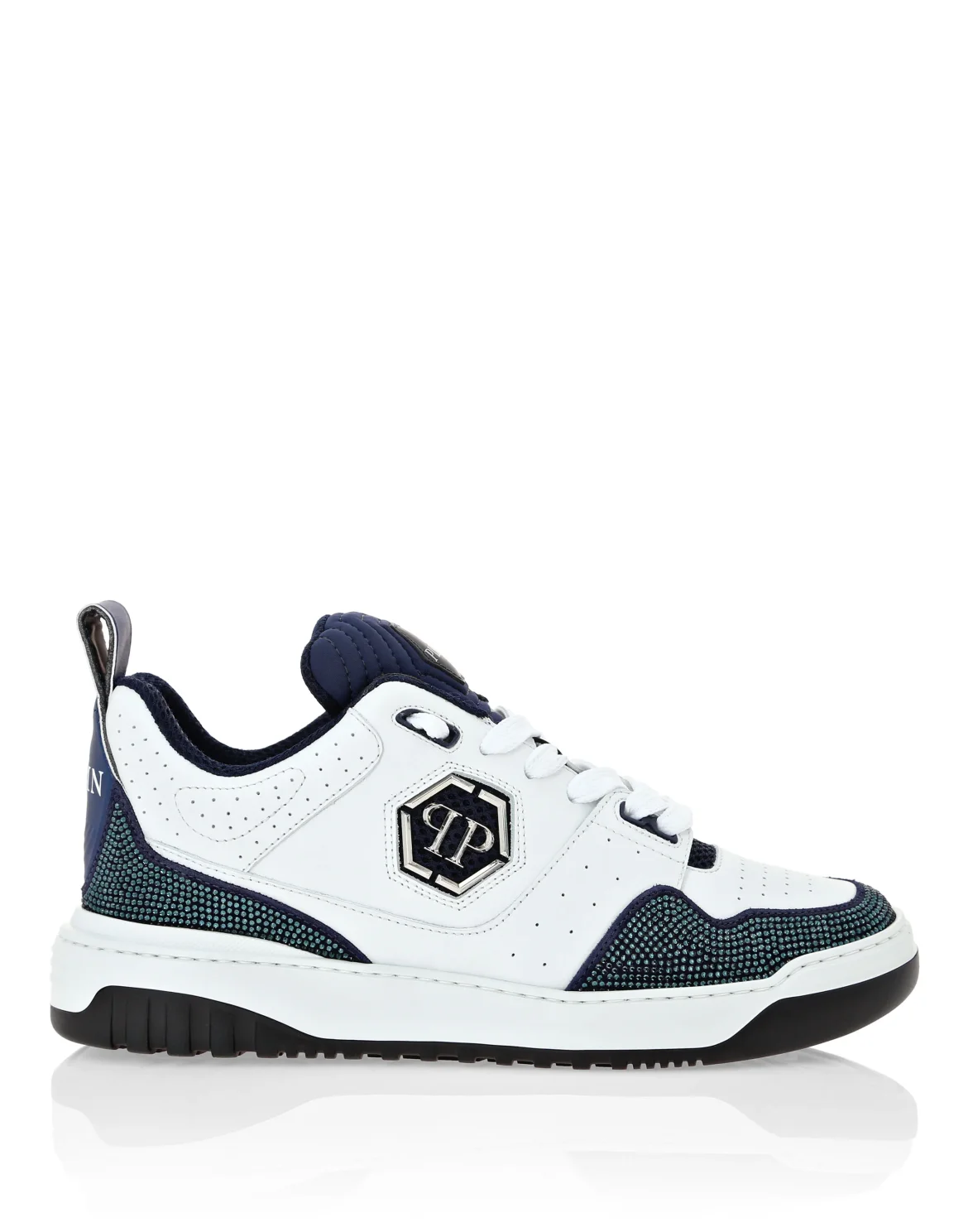 Mix Leather Lo-Top Sneakers Crystal, цвет: Белый
