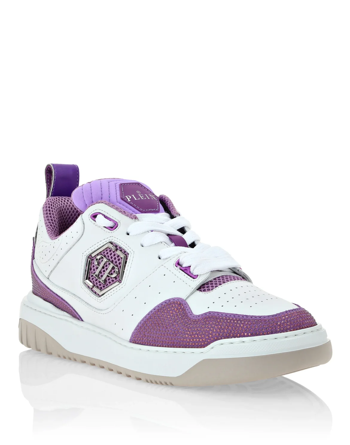 Mix Leather Lo-Top Sneakers Crystal, цвет: Белый
