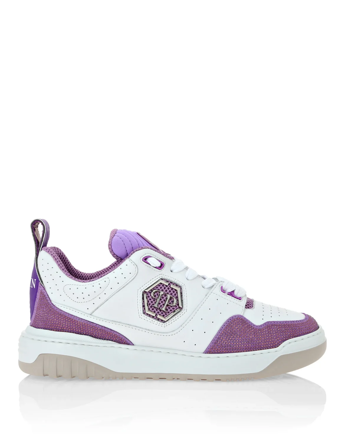 Mix Leather Lo-Top Sneakers Crystal, цвет: Белый