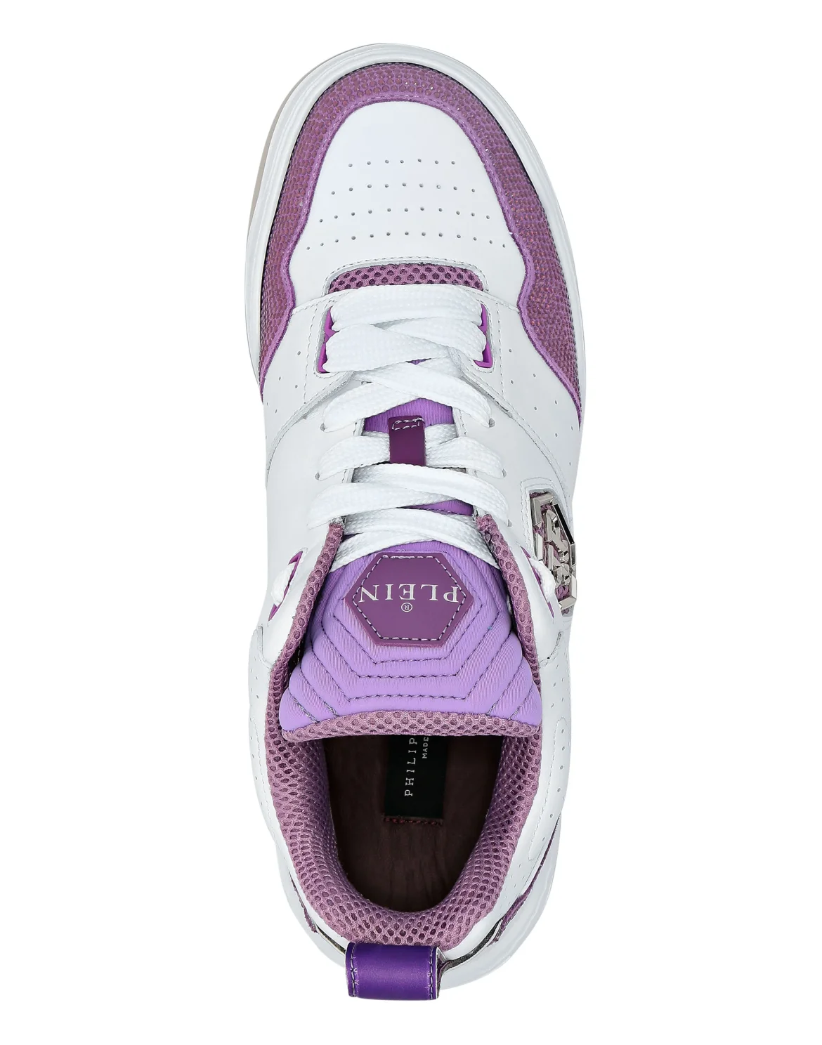 Mix Leather Lo-Top Sneakers Crystal, цвет: Белый