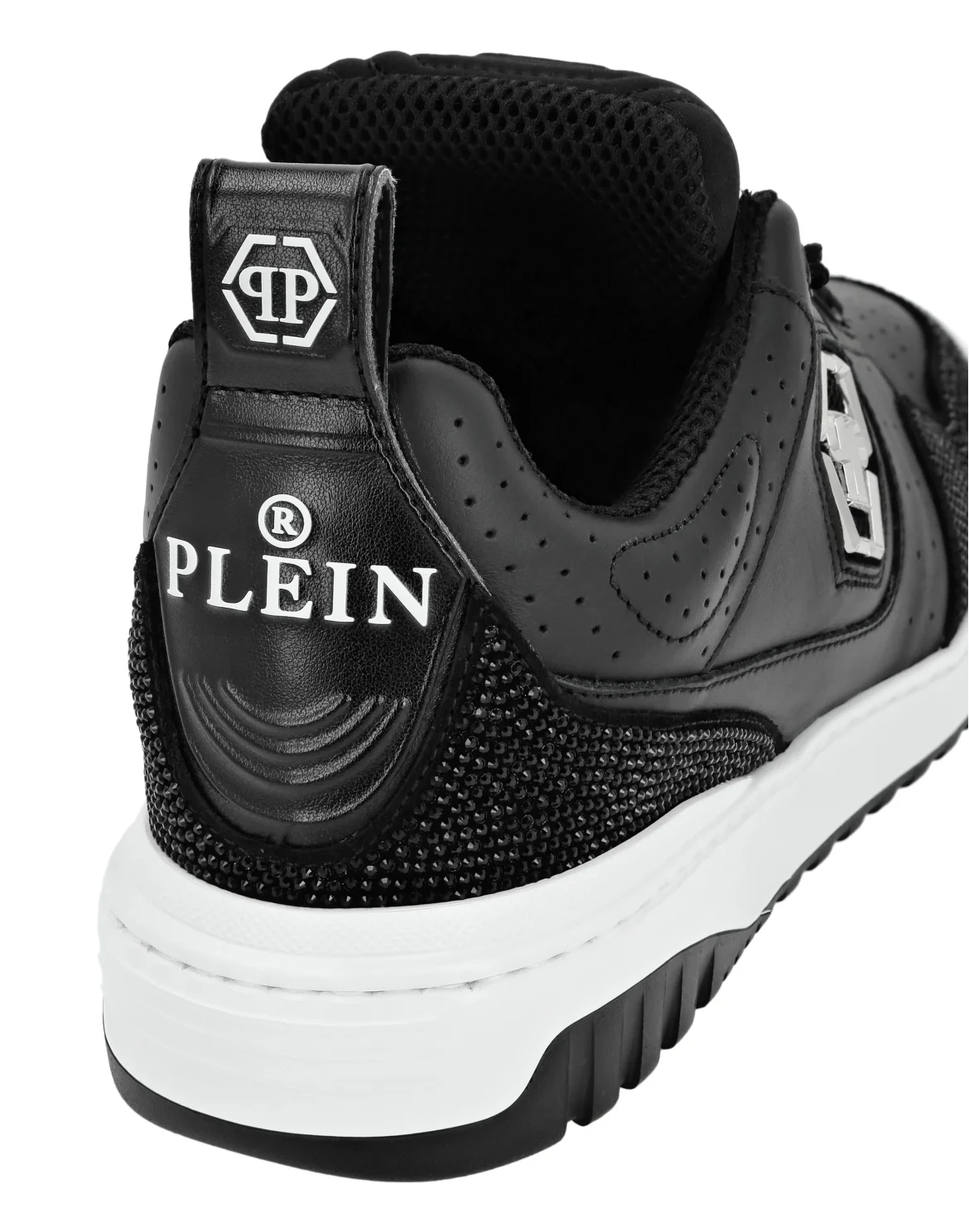 Mix Leather Lo-Top Sneakers Crystal, цвет: Черный