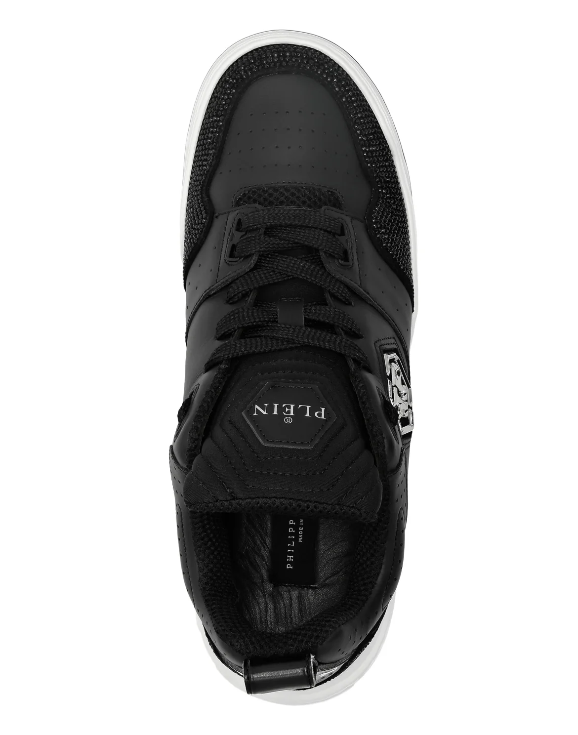Mix Leather Lo-Top Sneakers Crystal, цвет: Черный