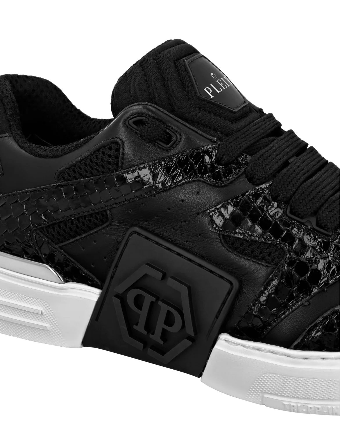 Lo-Top Python & Leather Sneakers, цвет: Черный