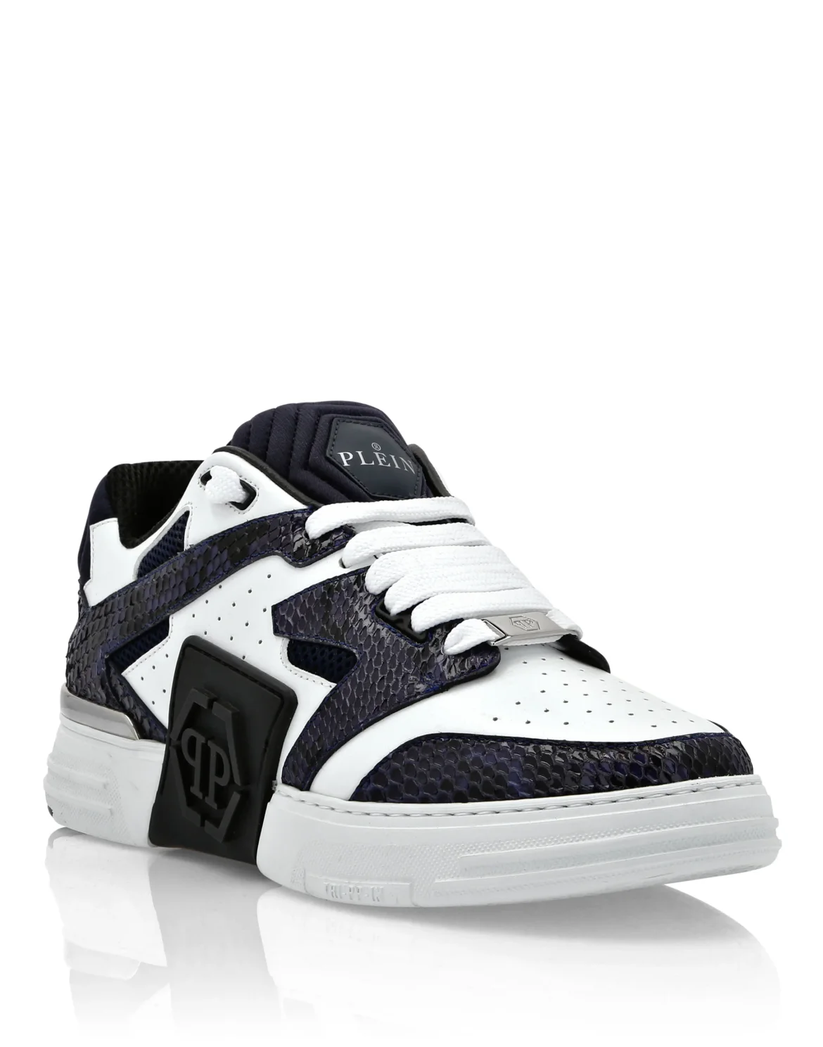 Lo-Top Python & Leather Sneakers, цвет: Белый