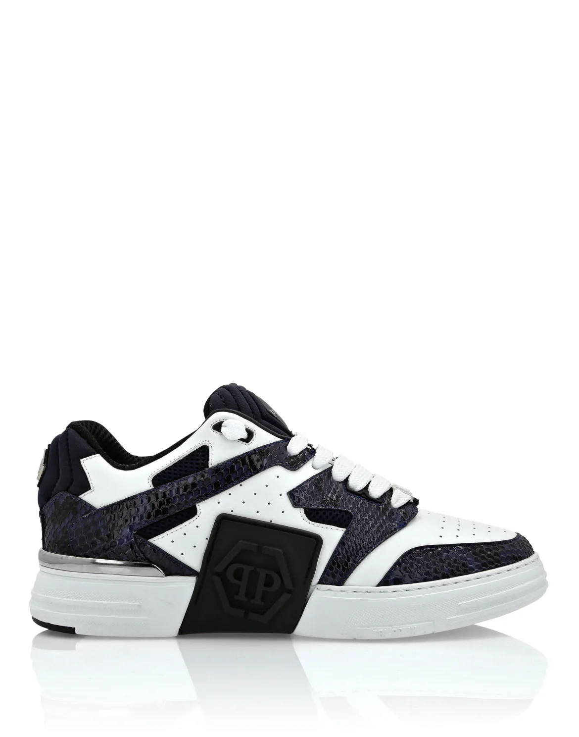 Lo-Top Python & Leather Sneakers, цвет: Белый