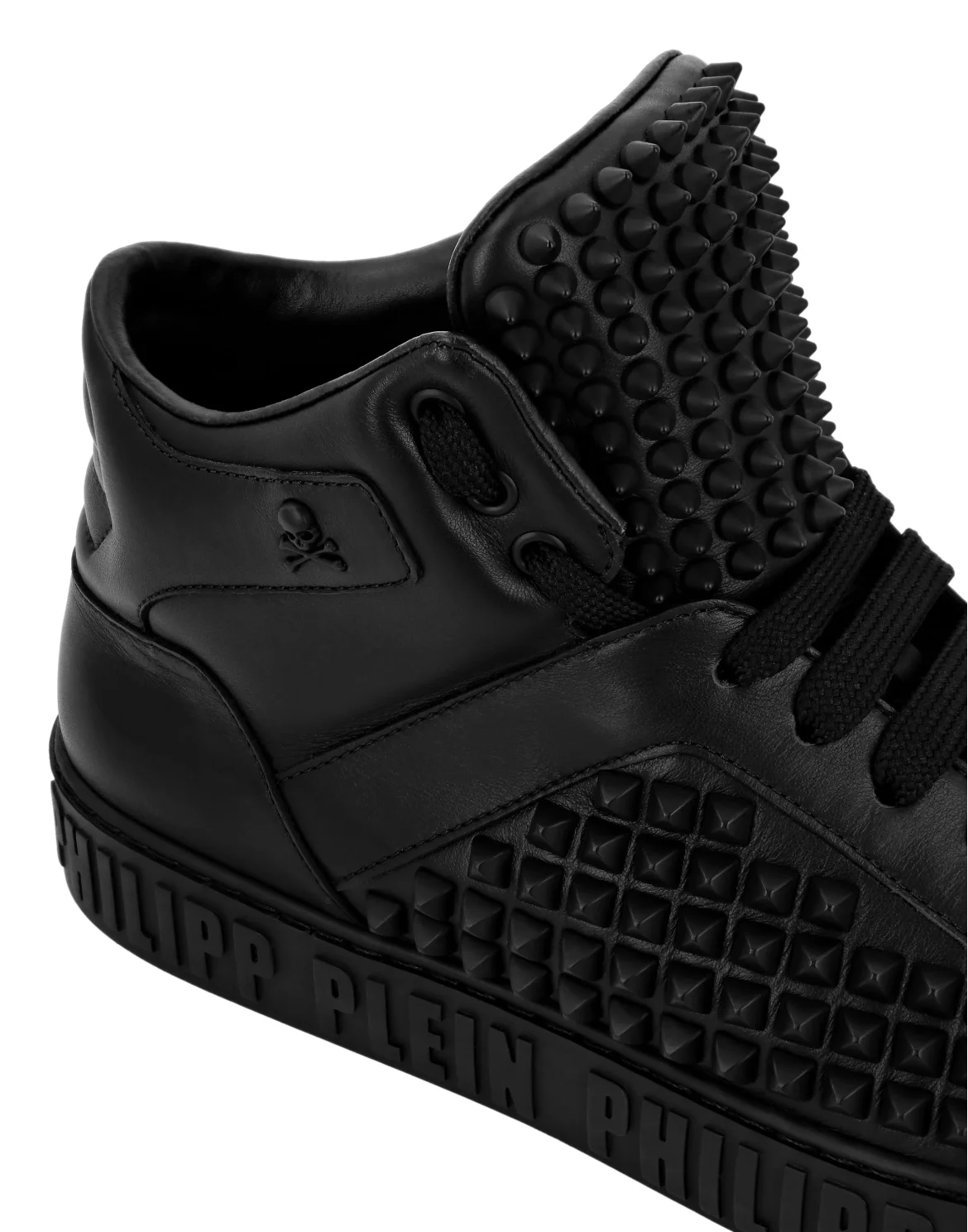 Leather Mid-Top Sneakers, цвет: Черный