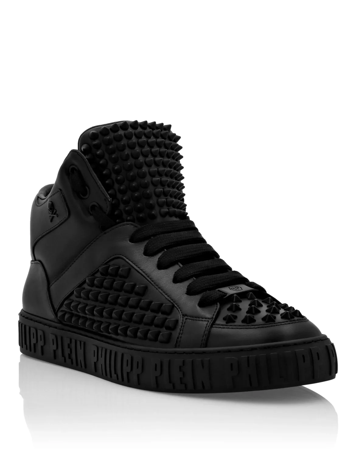 Leather Mid-Top Sneakers, цвет: Черный
