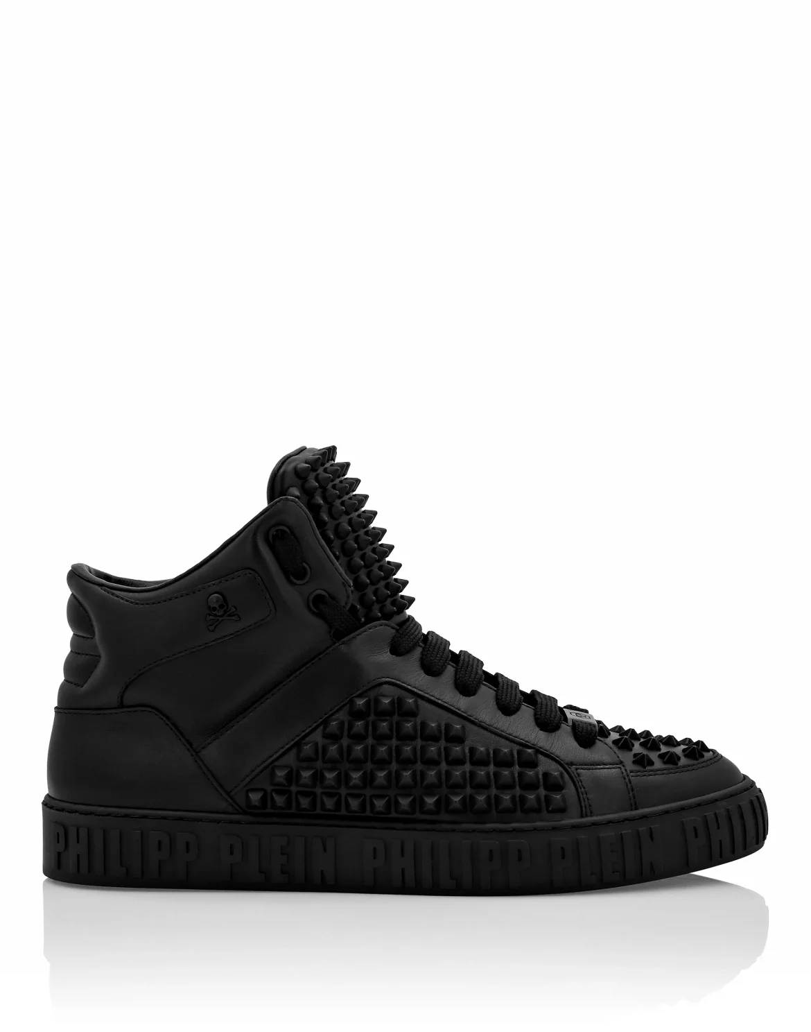 Leather Mid-Top Sneakers, цвет: Черный