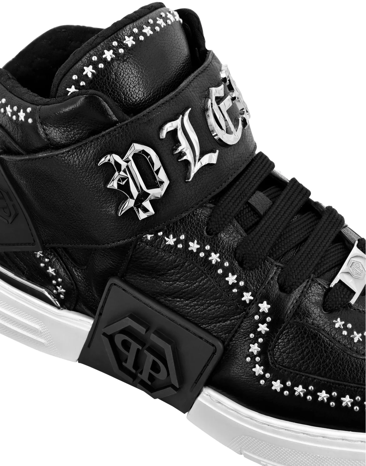 Nappa Leather  Mid-Top Sneakers Gothic Plein, цвет: Черный