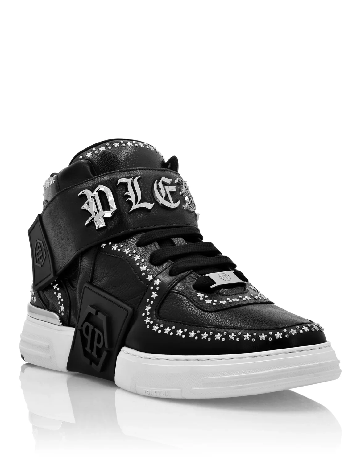 Nappa Leather  Mid-Top Sneakers Gothic Plein, цвет: Черный