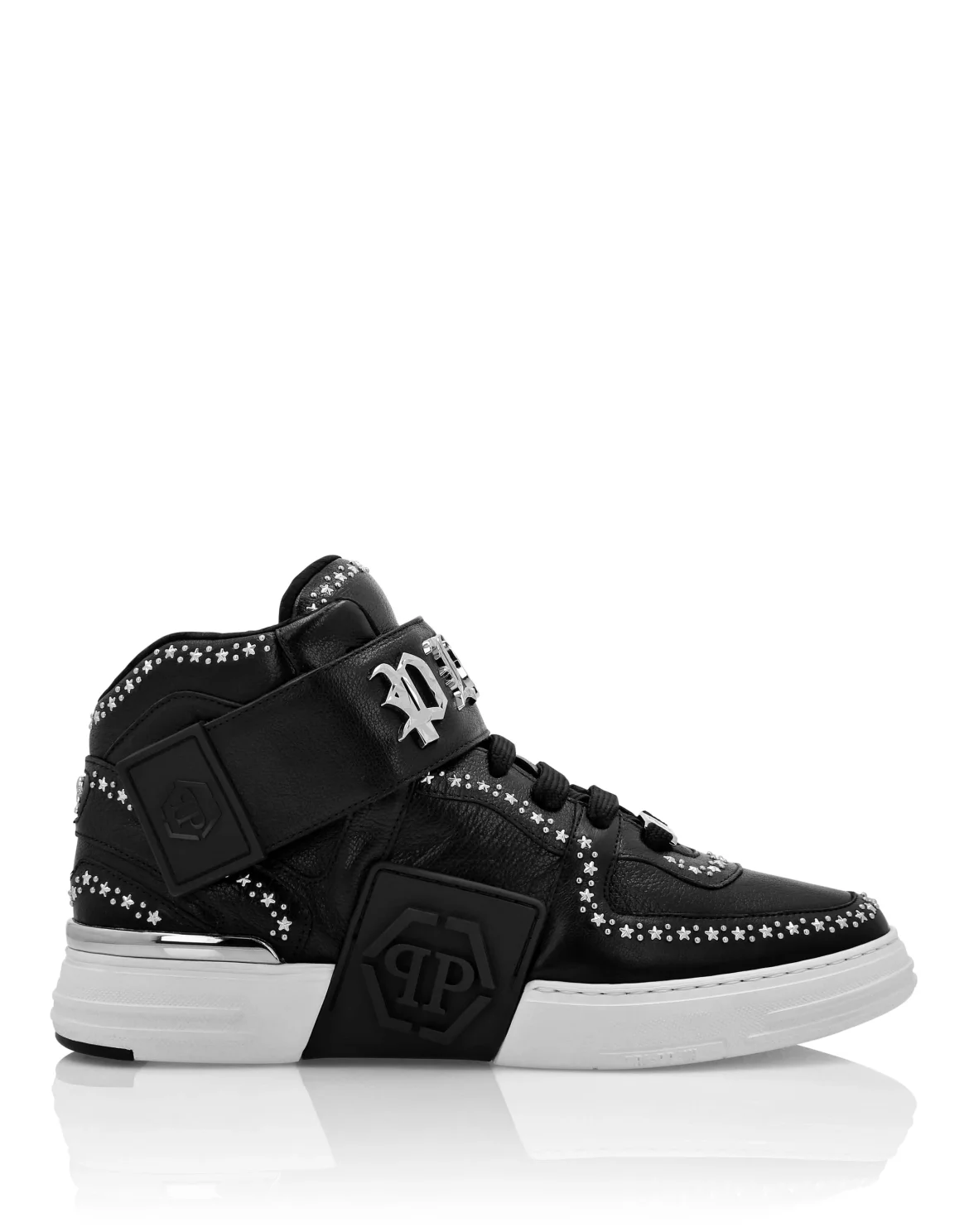 Nappa Leather  Mid-Top Sneakers Gothic Plein, цвет: Черный