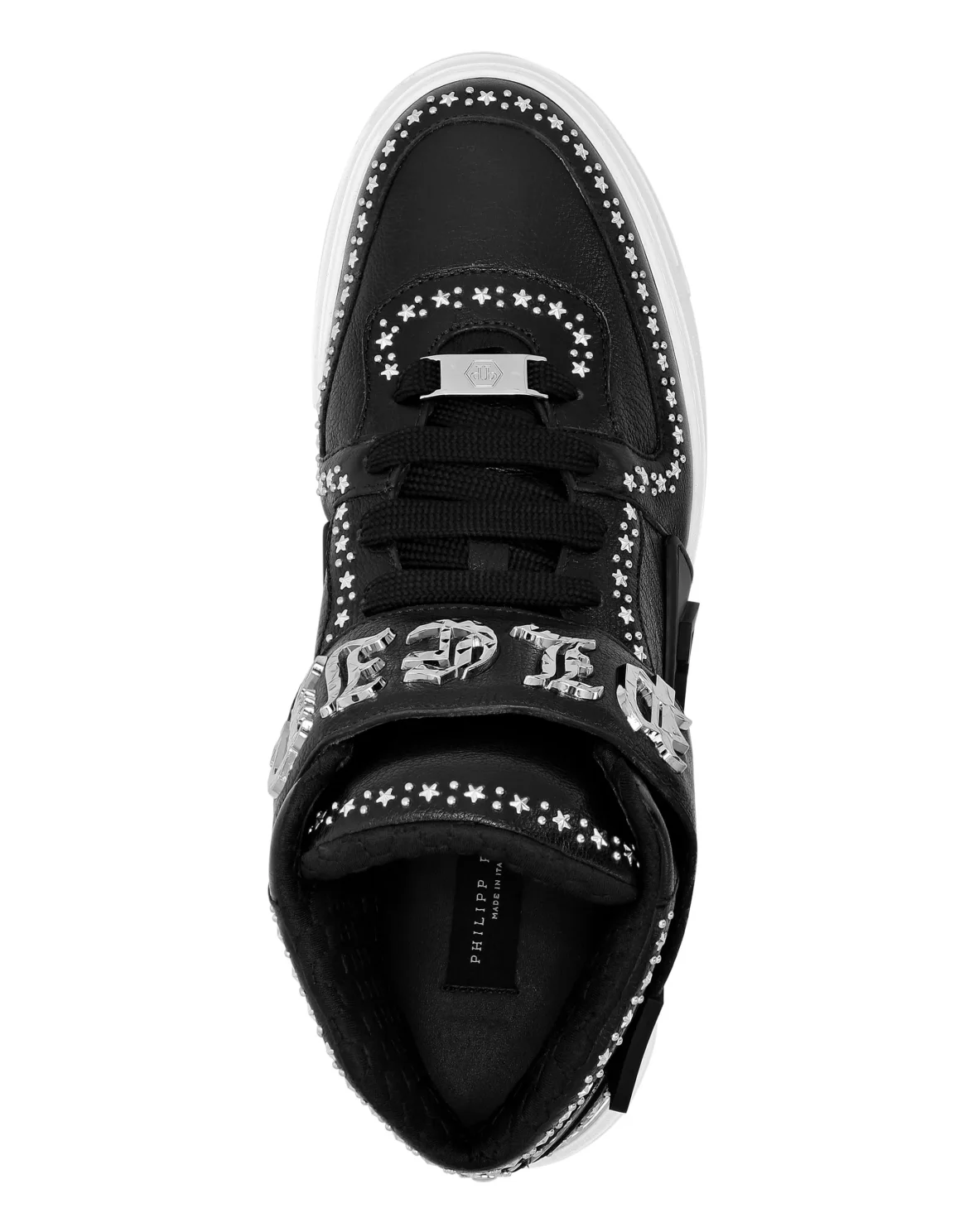 Nappa Leather  Mid-Top Sneakers Gothic Plein, цвет: Черный