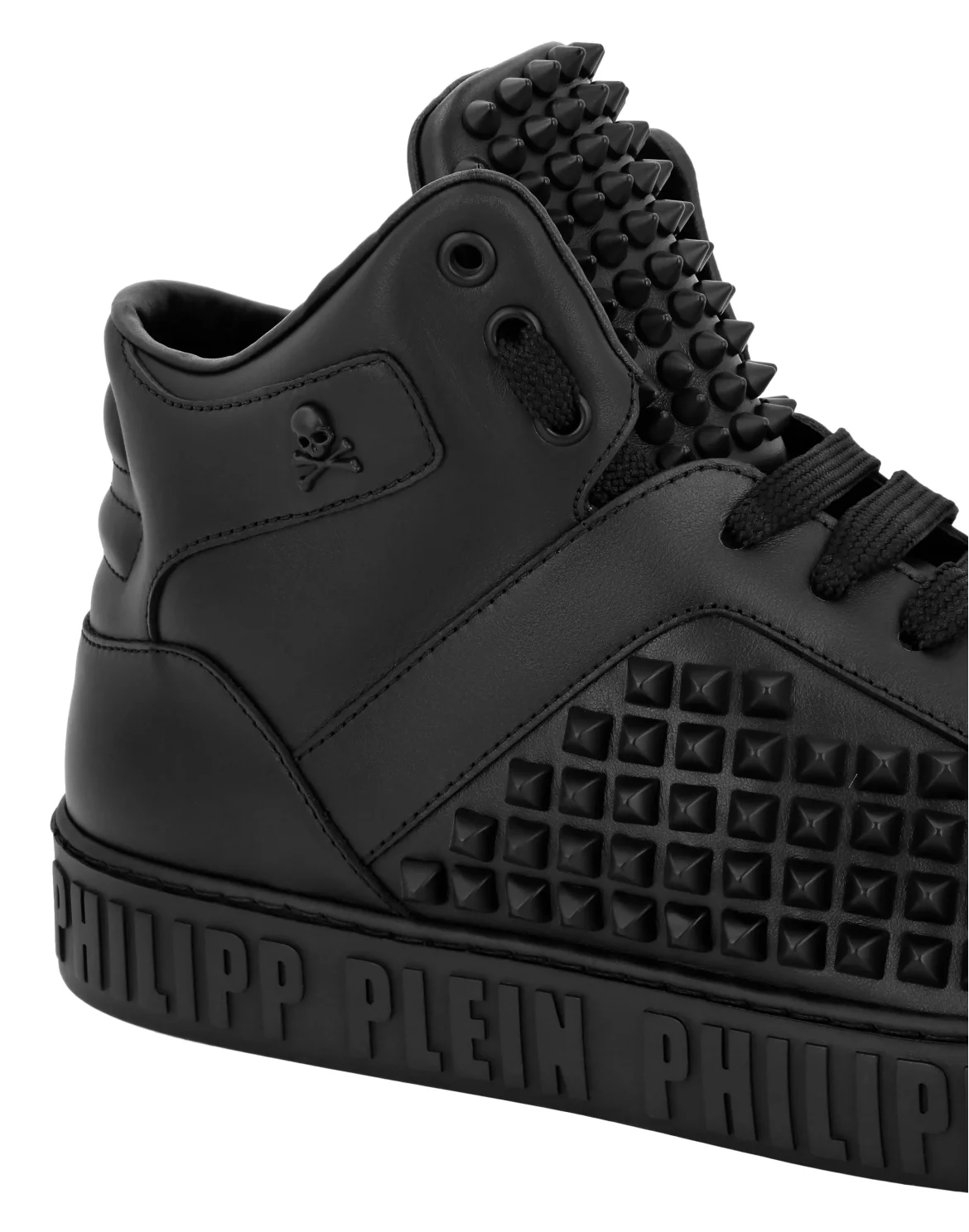 Nappa Leather Mid-Top Sneakers Studs, цвет: Черный