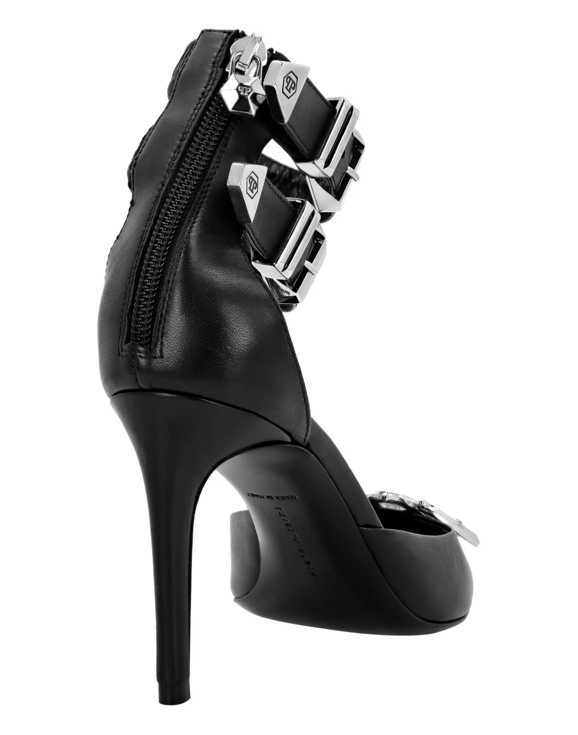 Nappa Mid Plein Heel Sandals Gothic Plein, цвет: Черный