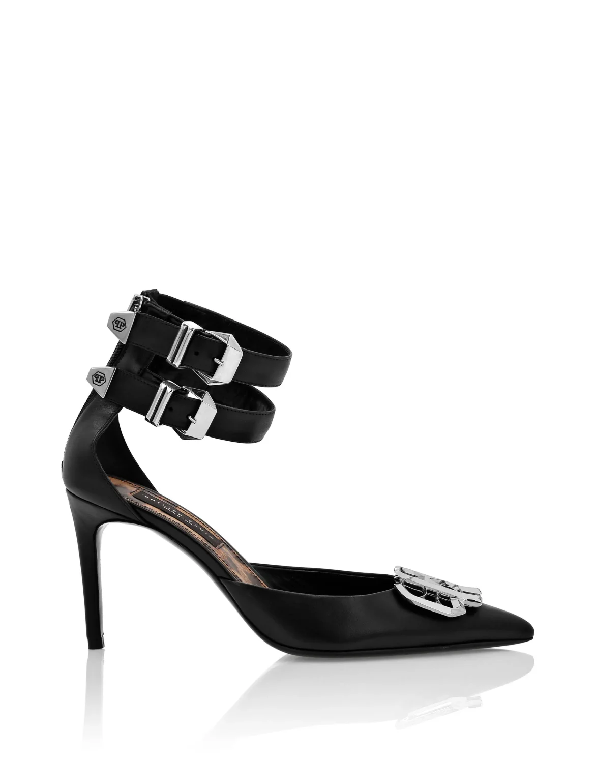Nappa Mid Plein Heel Sandals Gothic Plein, цвет: Черный
