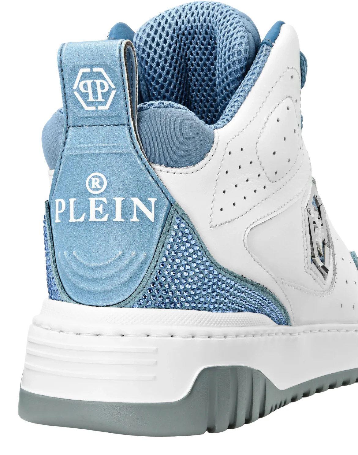 Mix Leather Hi-Top Sneakers Crystal, цвет: Белый