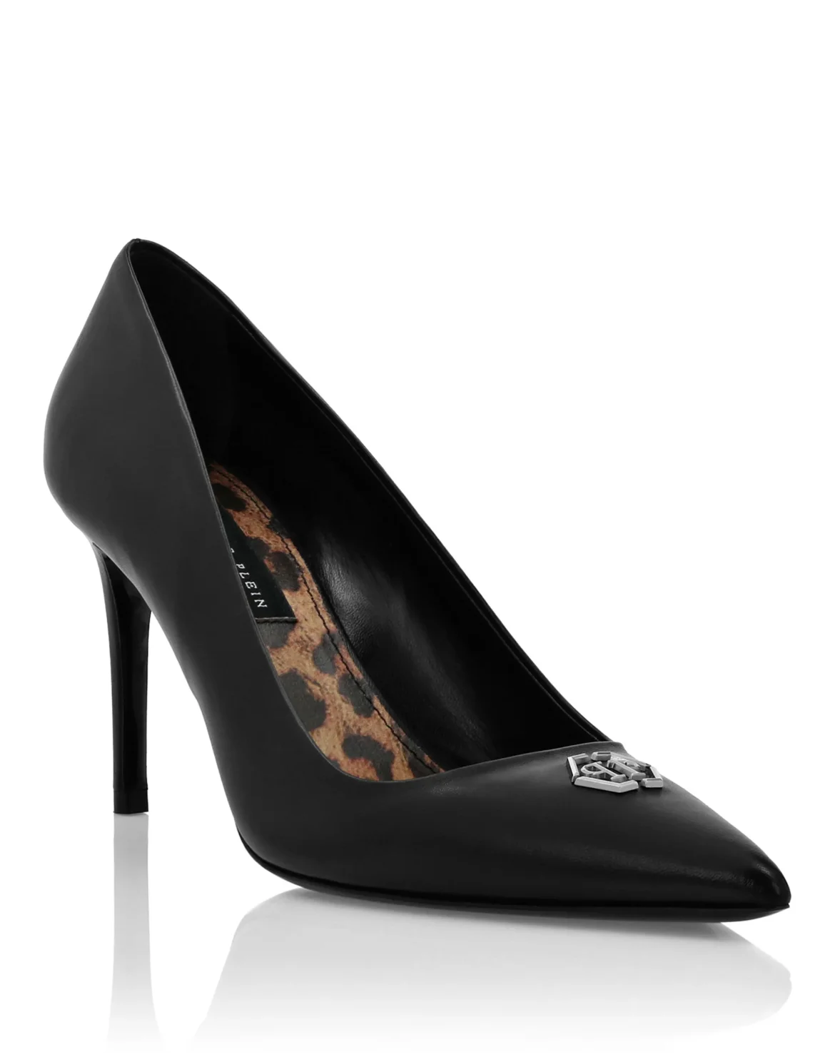 Nappa Mid Plein Heel Decollete Hexagon, цвет: Черный
