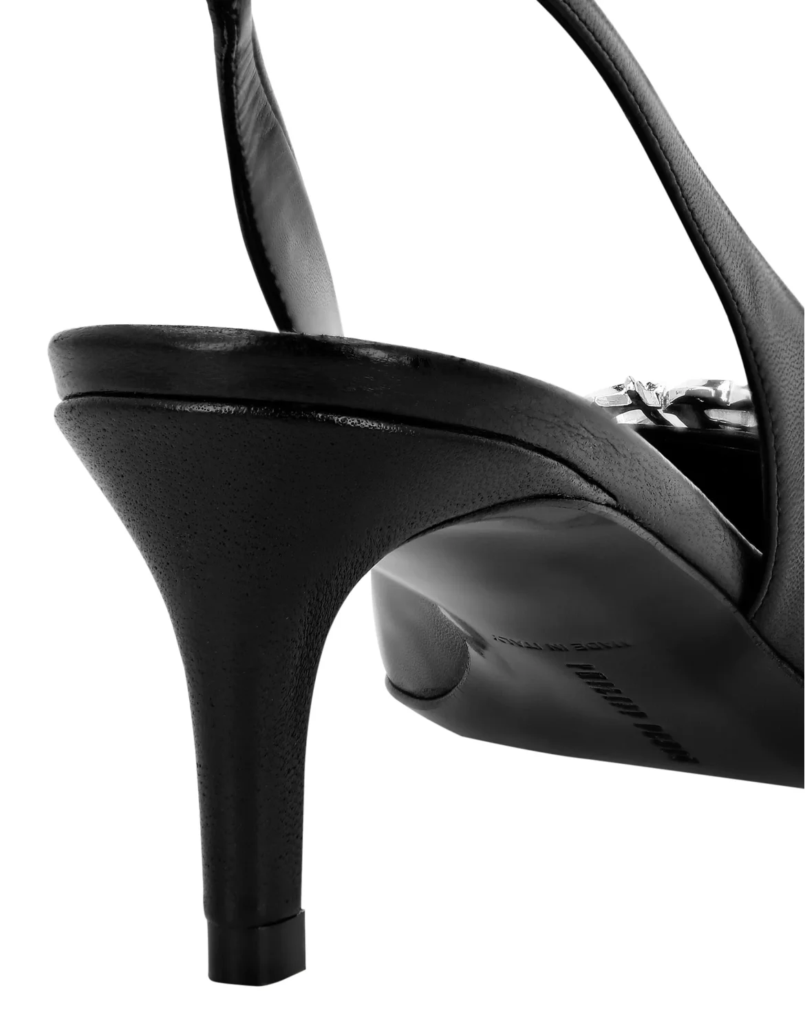 Nappa Leather Low Plein Heels Slingback Gothic Plein, цвет: Черный