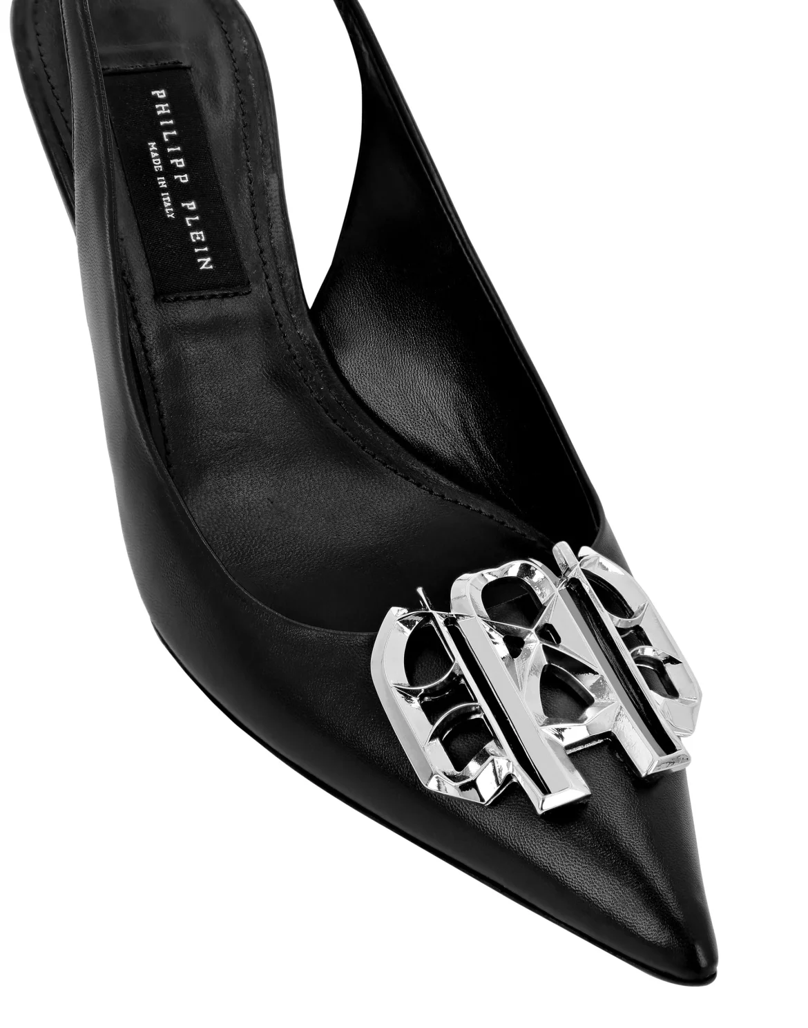 Nappa Leather Low Plein Heels Slingback Gothic Plein, цвет: Черный