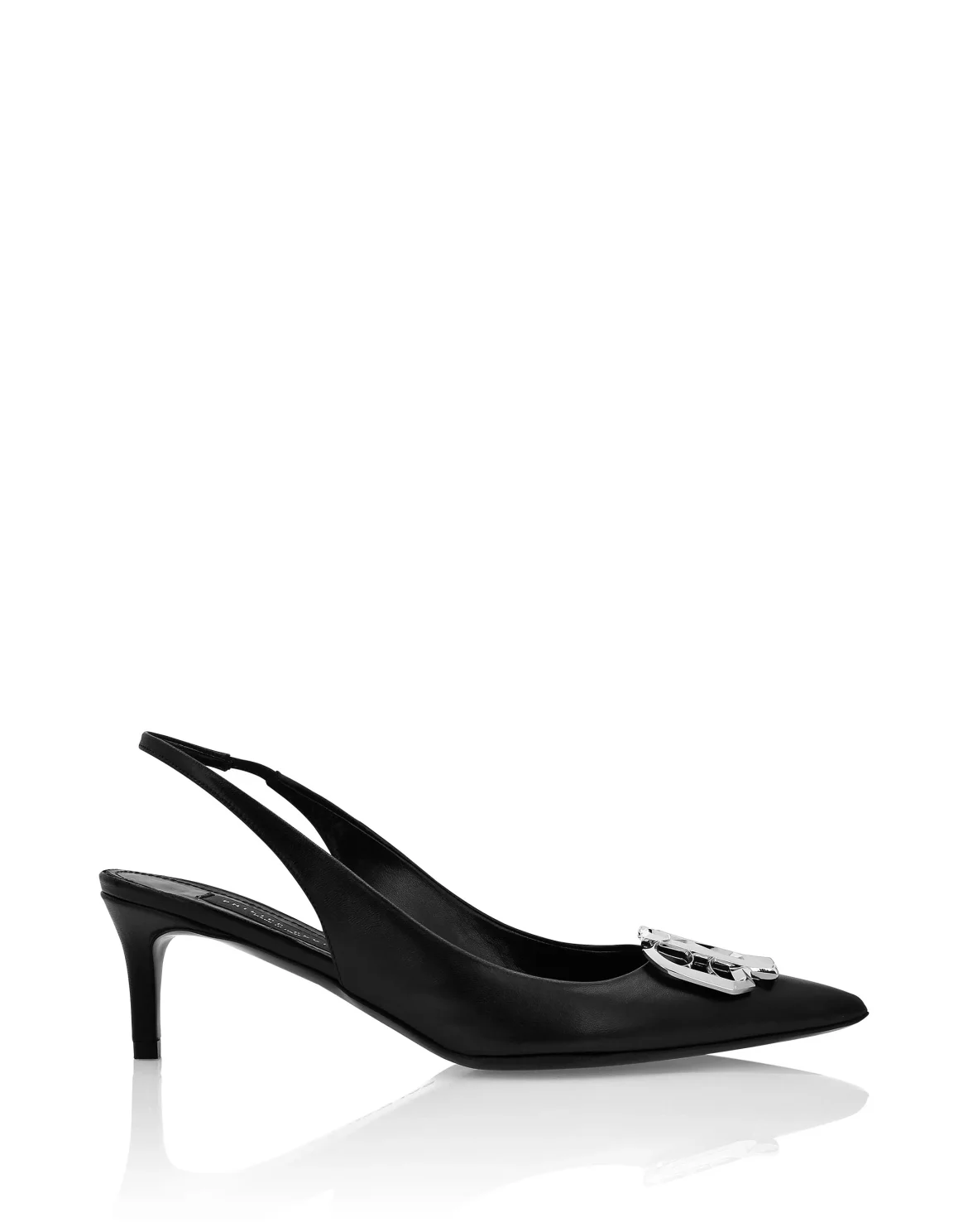 Nappa Leather Low Plein Heels Slingback Gothic Plein, цвет: Черный