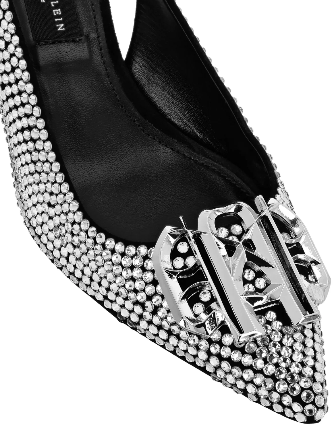 Strass Low Plein Heels Slingback Gothic Plein, цвет: Серебристый