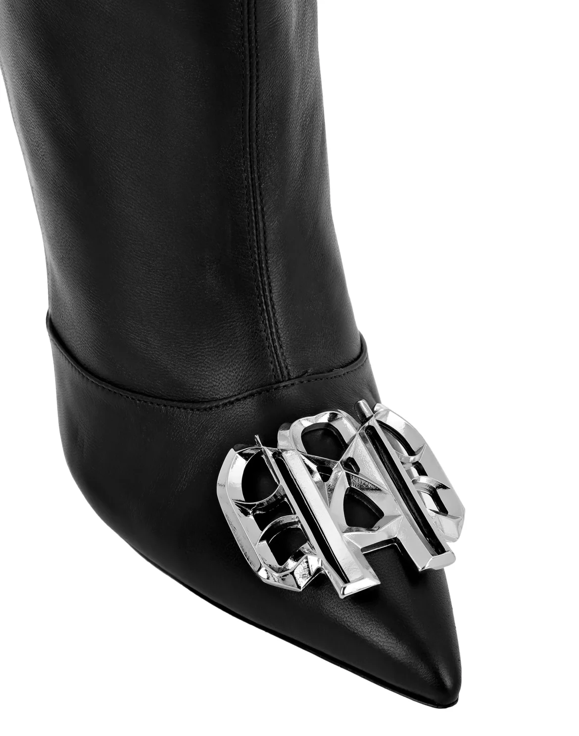Nappa Leather Mid Plein Heels High  Boots Gothic Plein, цвет: Черный