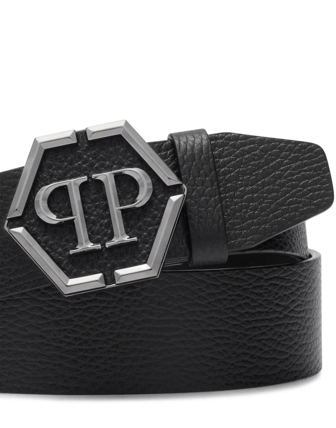 Soft Grain Leather Belt Hexagon, цвет: Черный