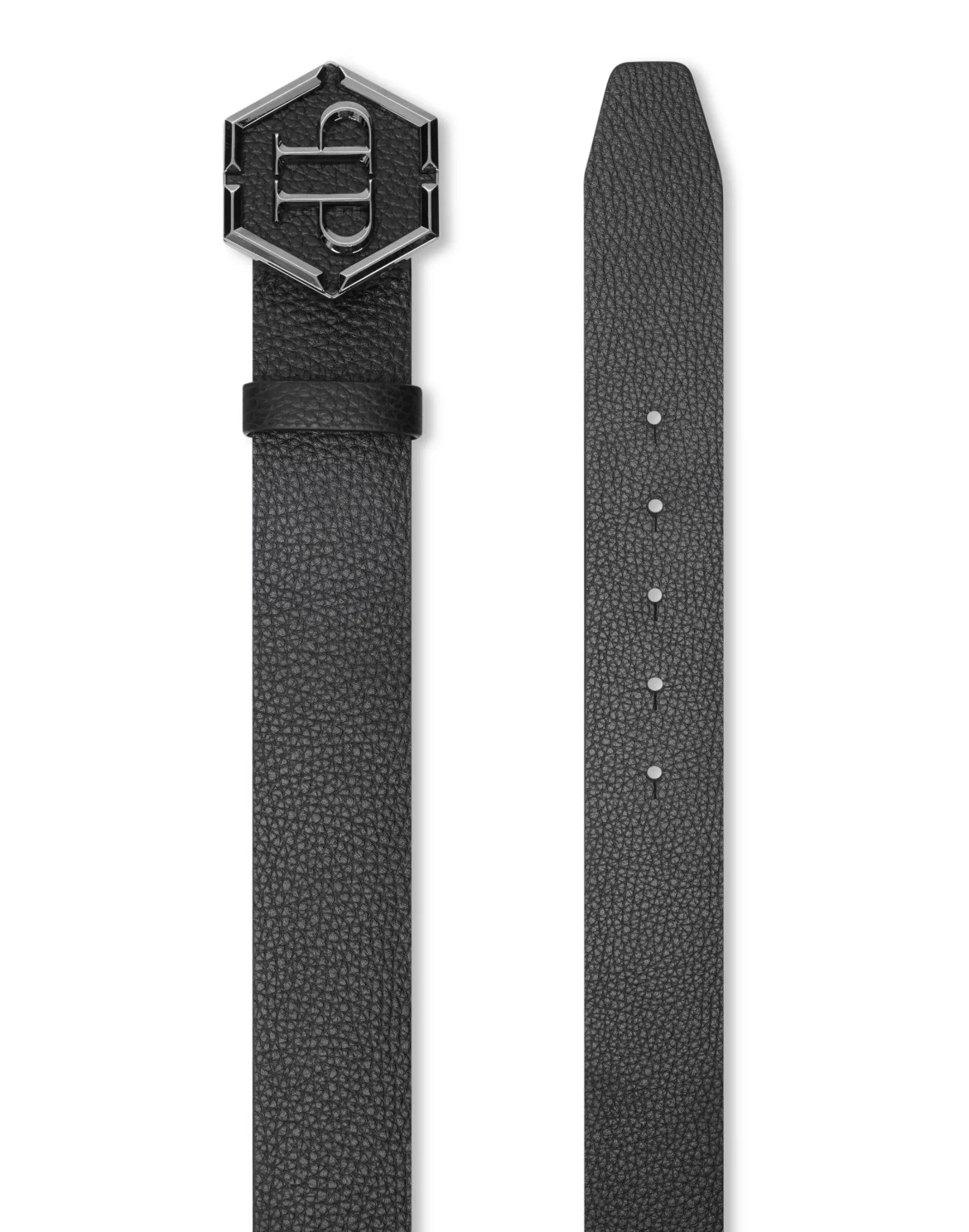 Soft Grain Leather Belt Hexagon, цвет: Черный