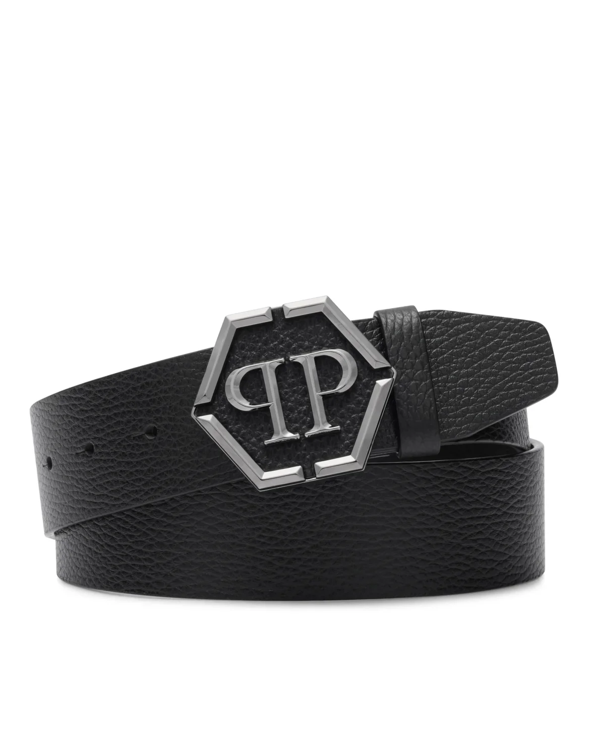 Soft Grain Leather Belt Hexagon, цвет: Черный