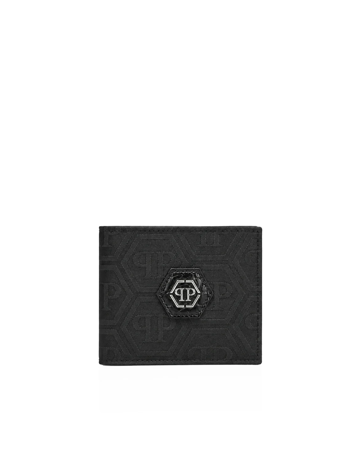 Nylon and Leather French Wallet Monogram, цвет: Черный