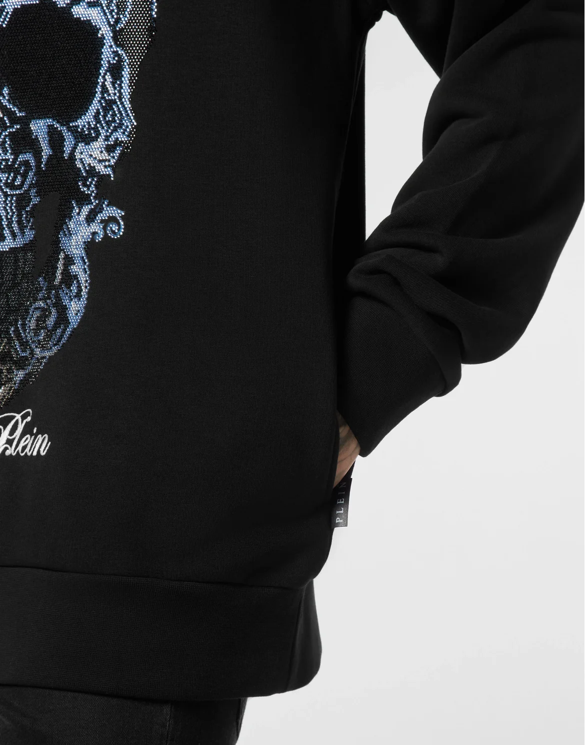 Fleece Hoodie Sweatshirt Degrade' Skull, цвет: Черный