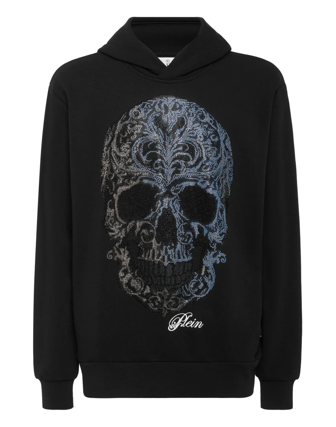 Fleece Hoodie Sweatshirt Degrade' Skull, цвет: Черный