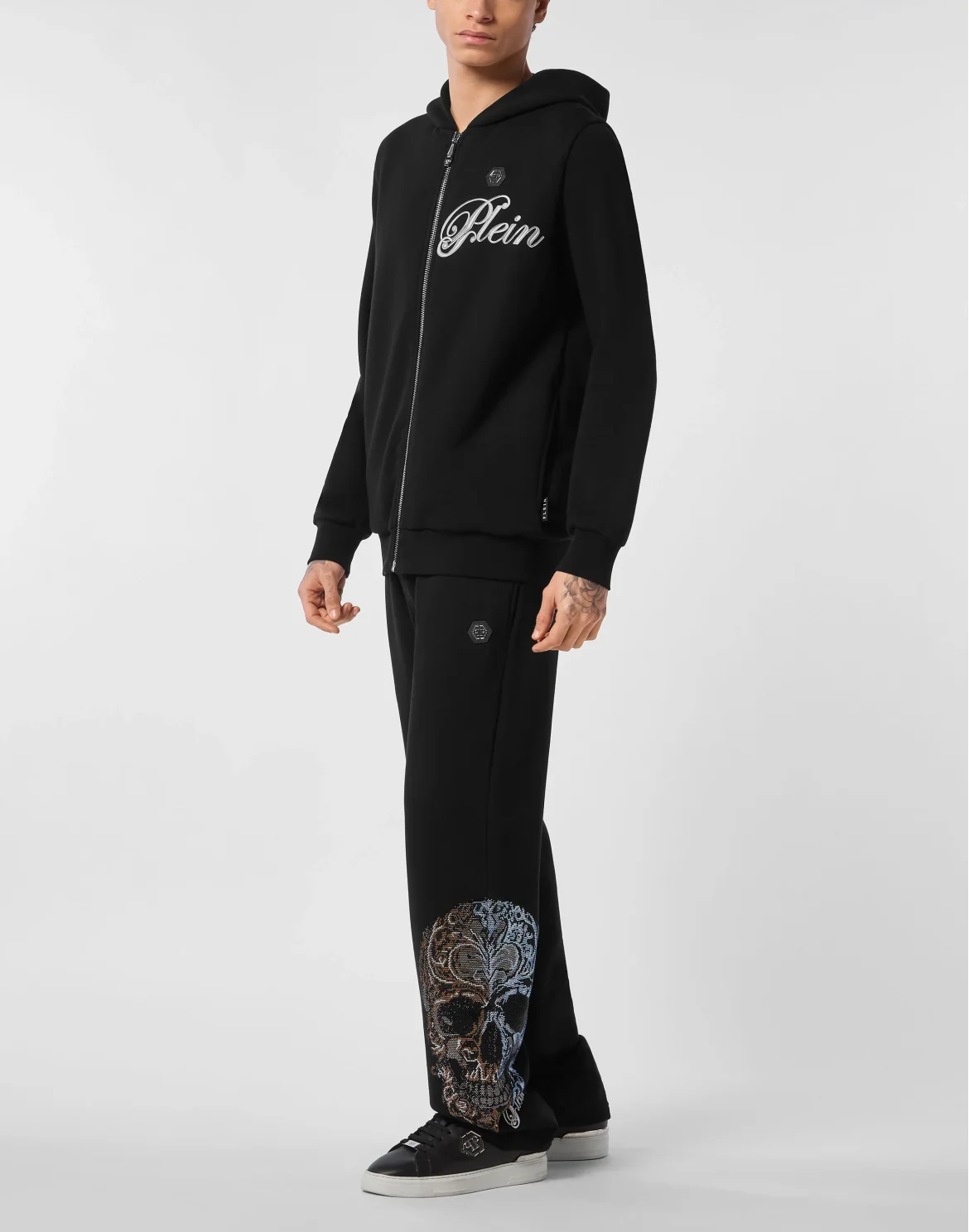 Fleece Hoodie Sweatjacket Degrade' Skull, цвет: Черный