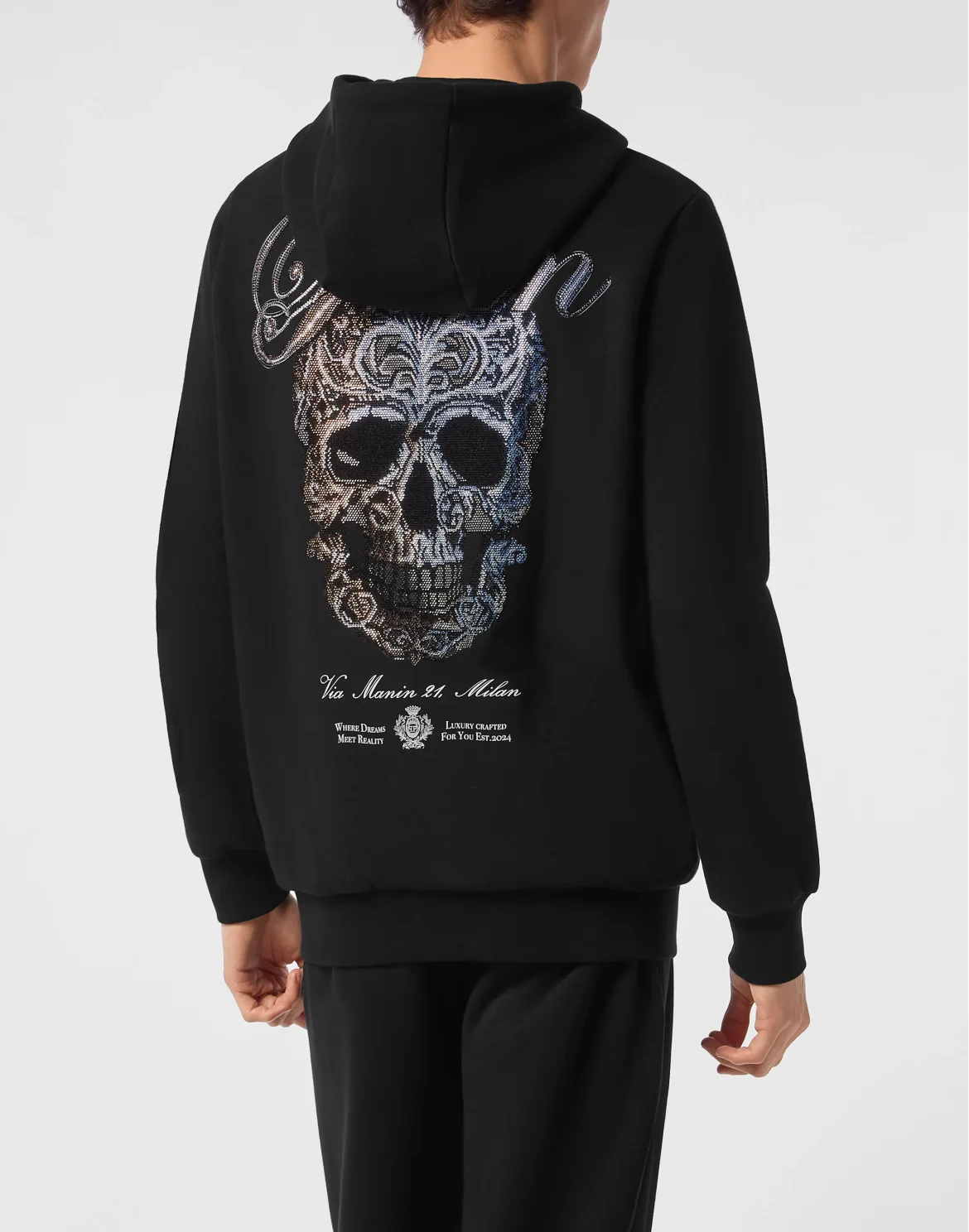 Fleece Hoodie Sweatjacket Degrade' Skull, цвет: Черный