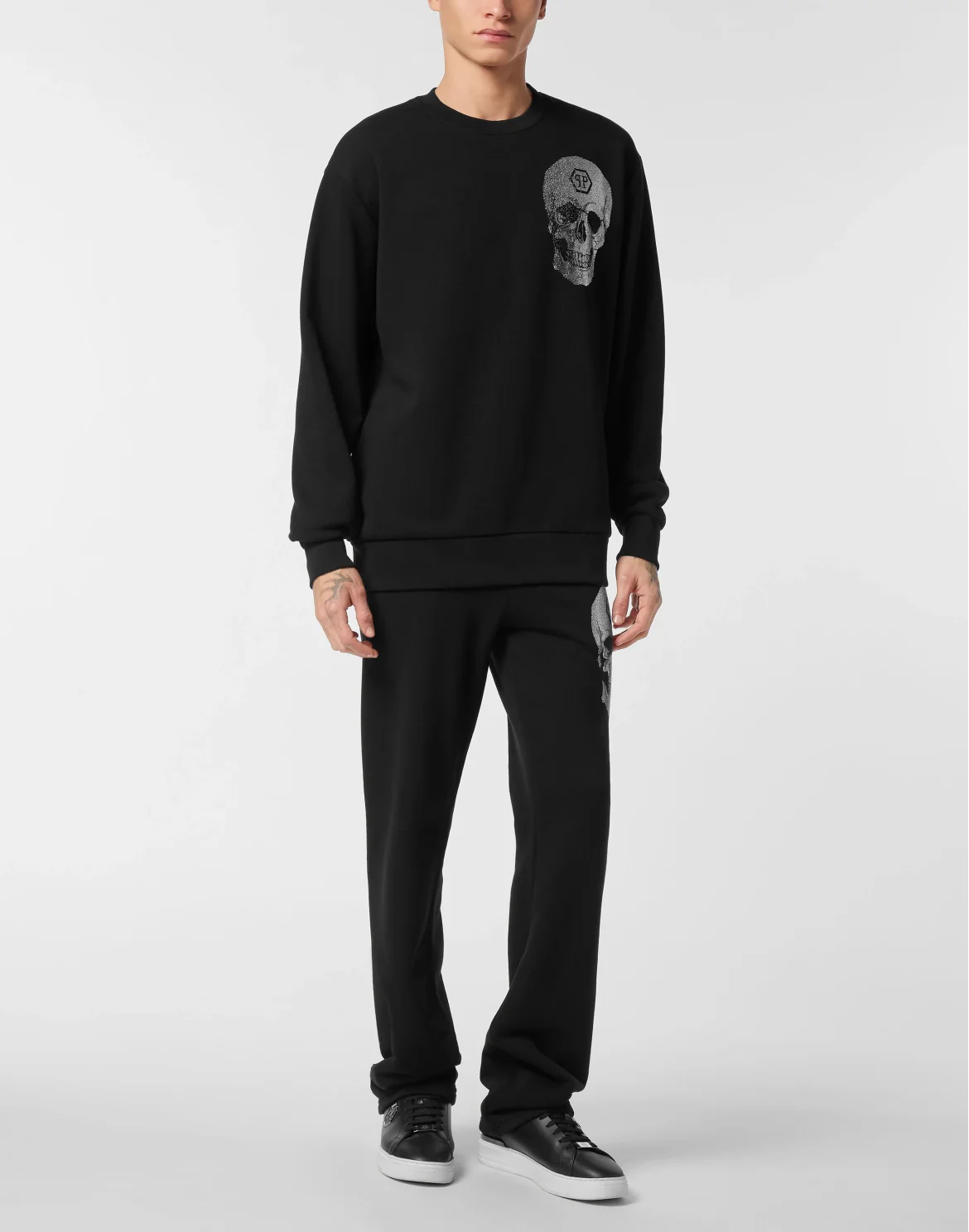 Round Neck Sweatshirt Crystal Skull, цвет: Черный