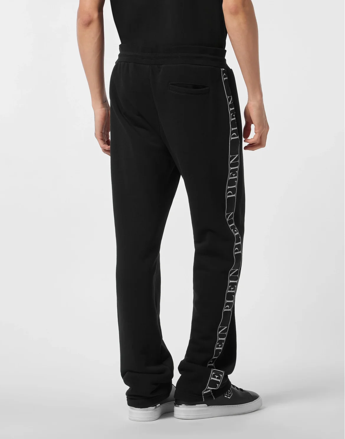 Fleece Tracksuit Pants Plein Tape, цвет: Черный