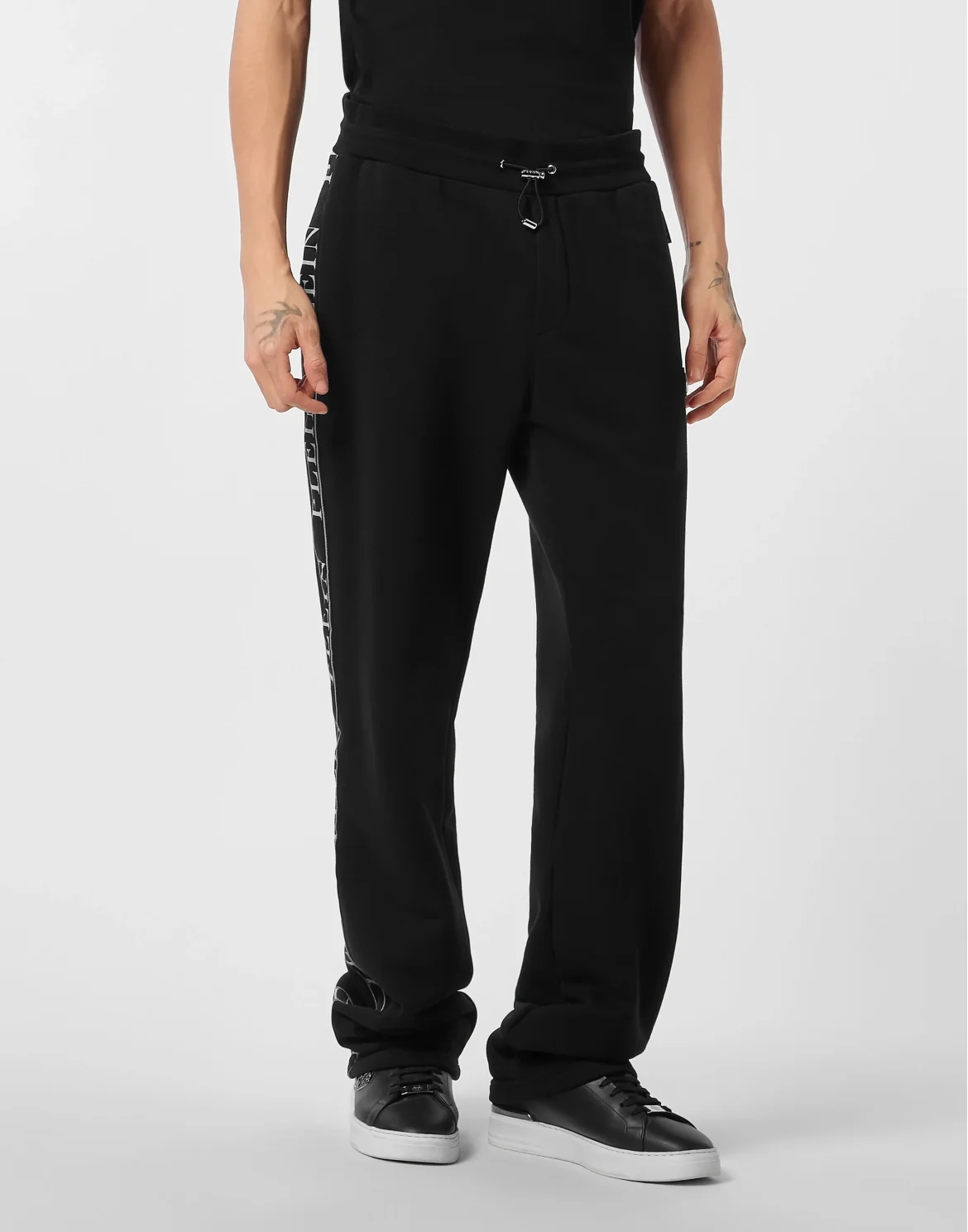 Fleece Tracksuit Pants Plein Tape, цвет: Черный