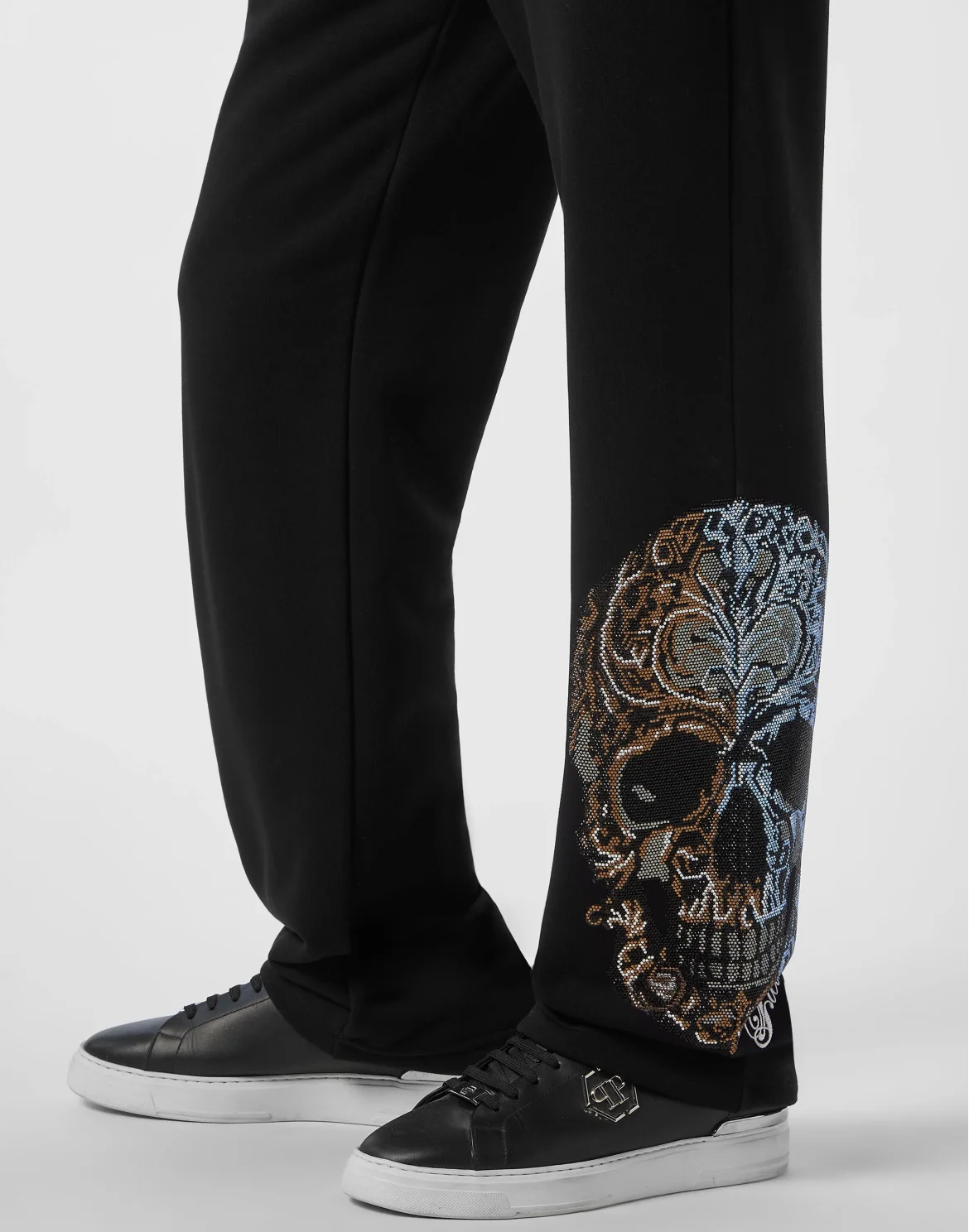 Fleece Jogging Pants Degrade' Skull, цвет: Черный