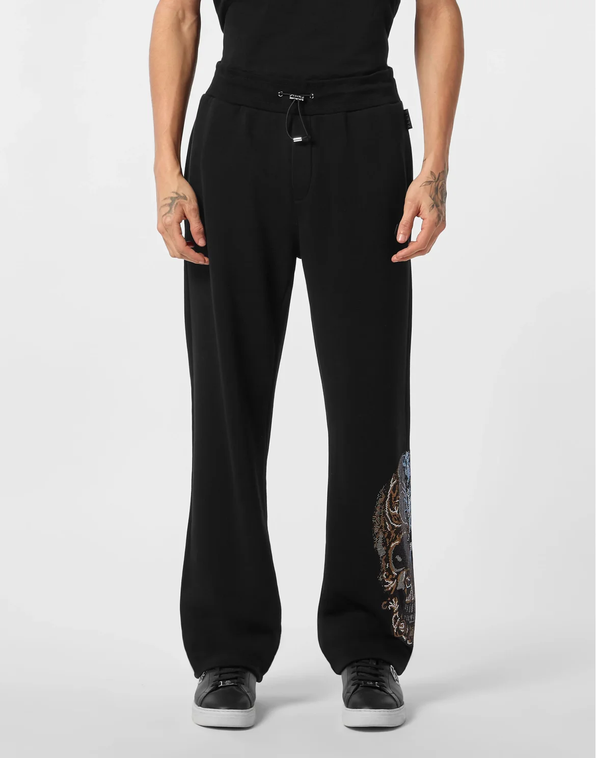 Fleece Jogging Pants Degrade' Skull, цвет: Черный