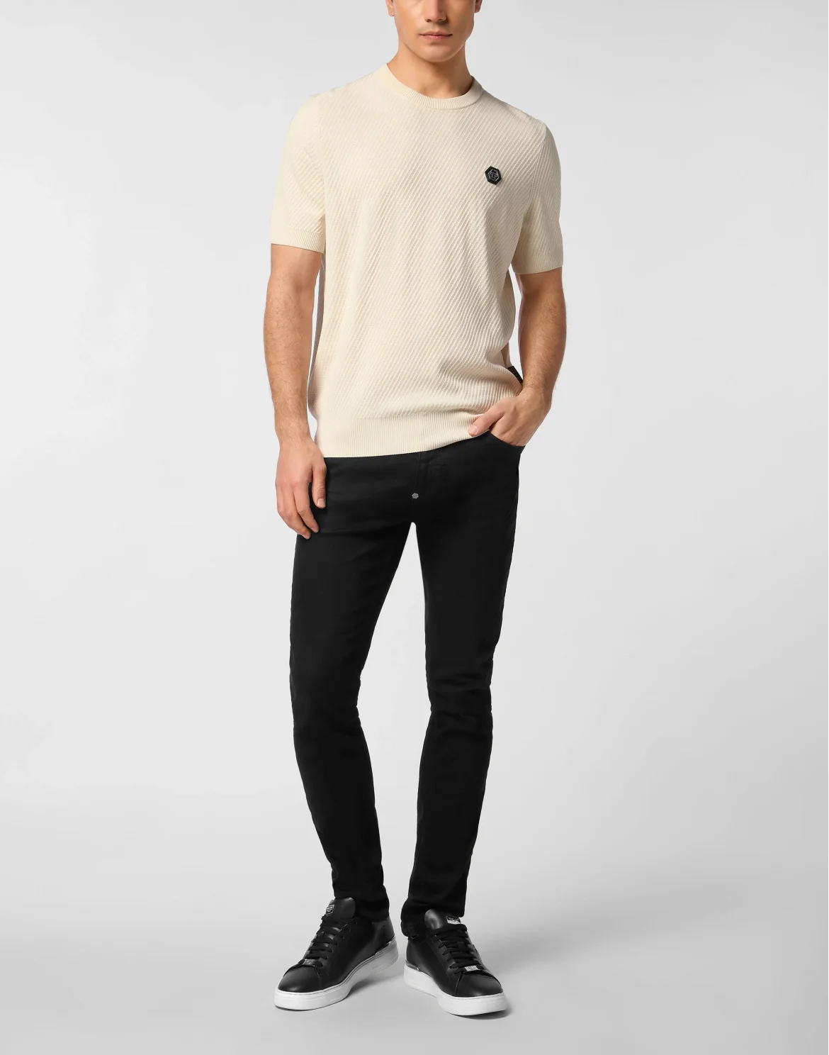 Knited Round Neck T-Shirt Wool Silk Blend, цвет: Бежевый