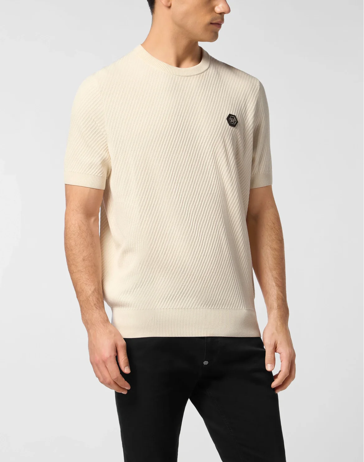 Knited Round Neck T-Shirt Wool Silk Blend, цвет: Бежевый
