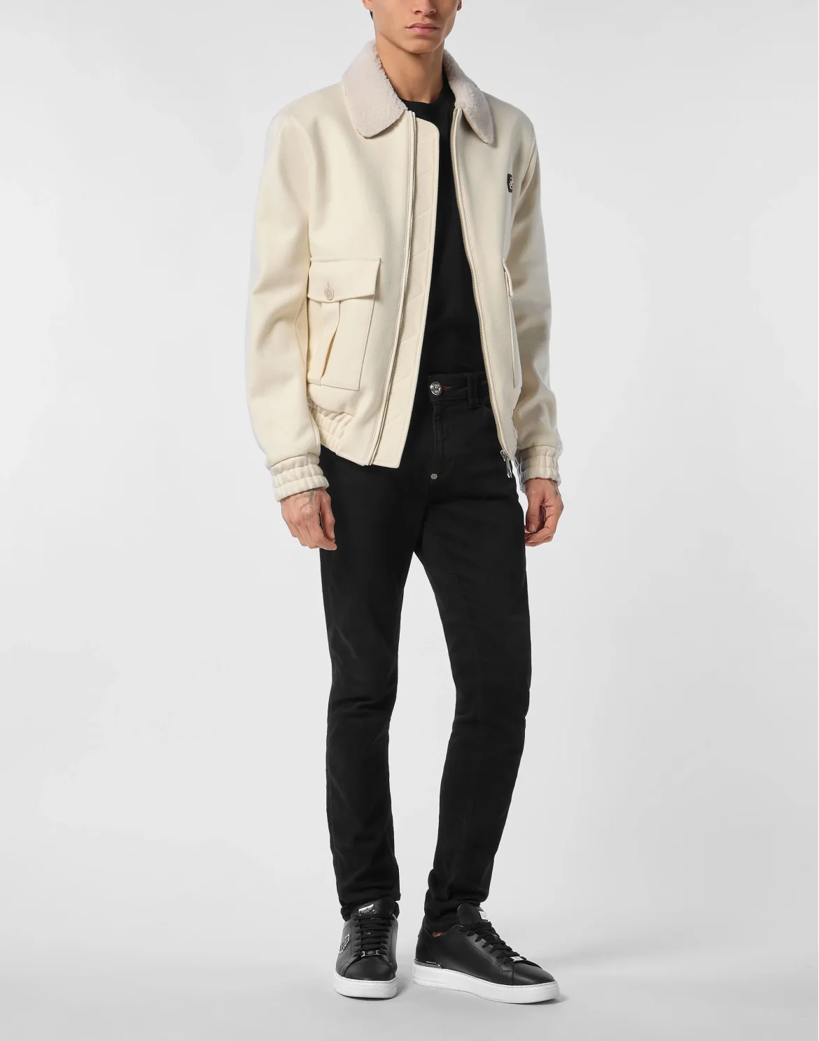 Wool Aviator Jacket With Shirling Cape, цвет: Бежевый