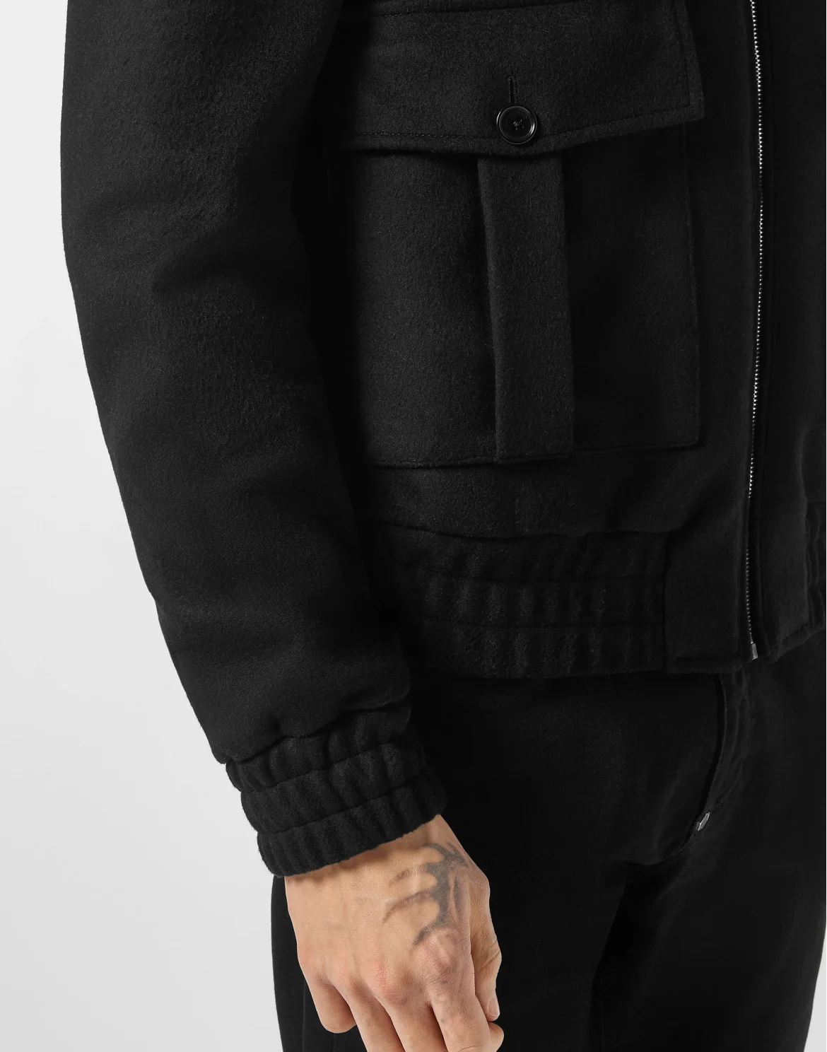 Wool Aviator Jacket With Shirling Cape, цвет: Черный