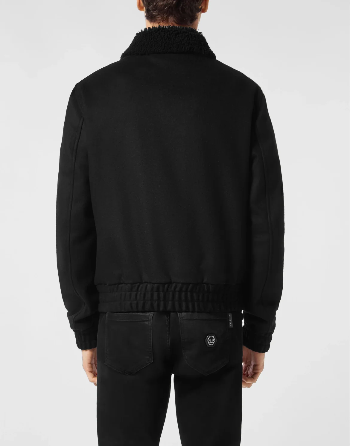 Wool Aviator Jacket With Shirling Cape, цвет: Черный