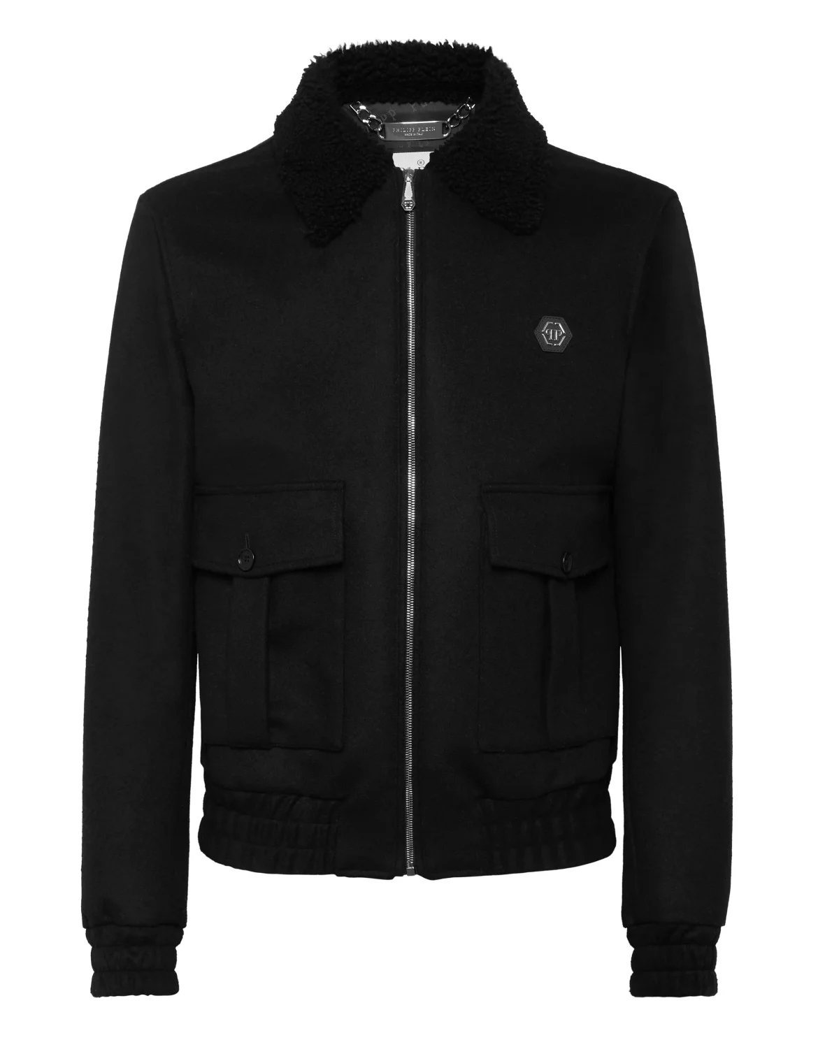 Wool Aviator Jacket With Shirling Cape, цвет: Черный
