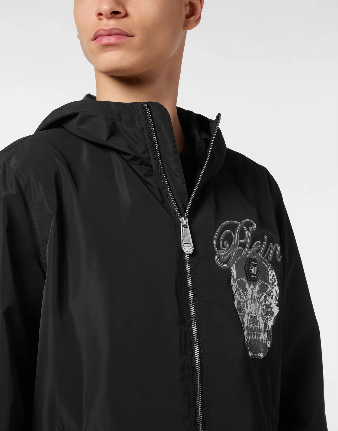 Nylon Hooded Windbreaker Glass Skull, цвет: Черный