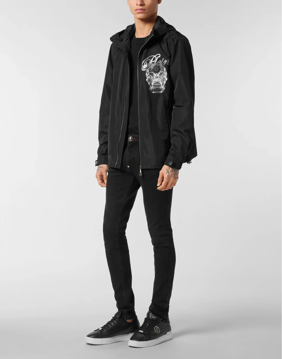 Nylon Hooded Windbreaker Glass Skull, цвет: Черный