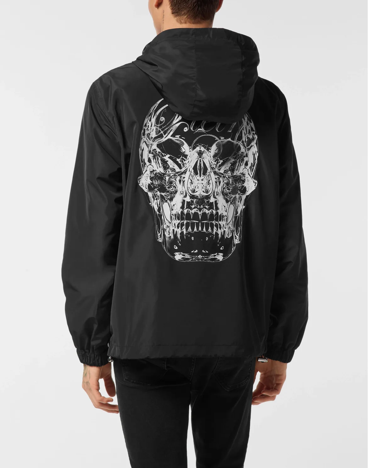 Nylon Hooded Windbreaker Glass Skull, цвет: Черный