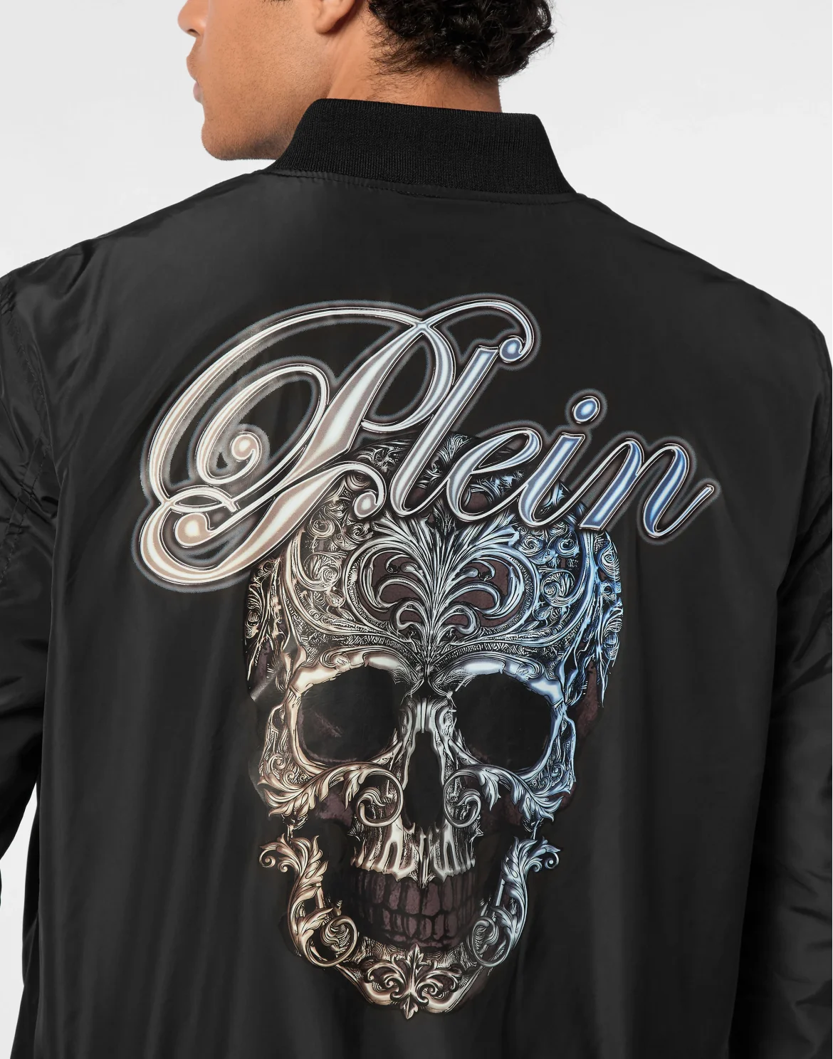 Nylon Light Bomber Jacket Skull Degrade, цвет: Черный