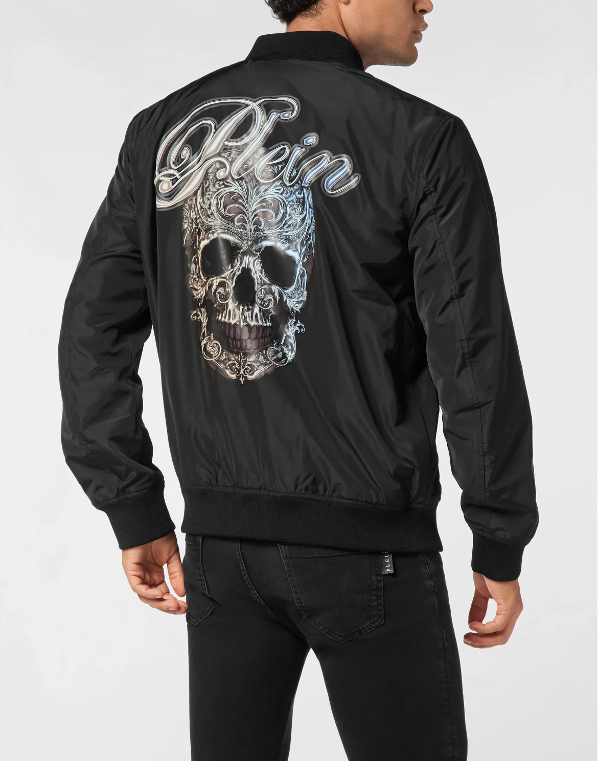 Nylon Light Bomber Jacket Skull Degrade, цвет: Черный